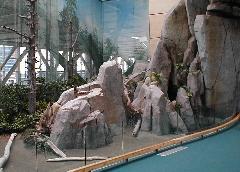 Artificial rock formations at exit